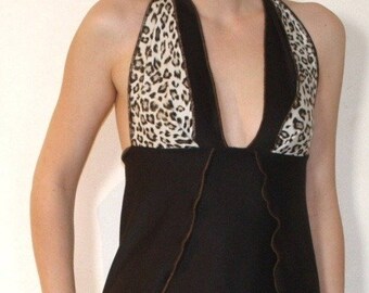 Halter size 38-40 black cotton and cotton recycled