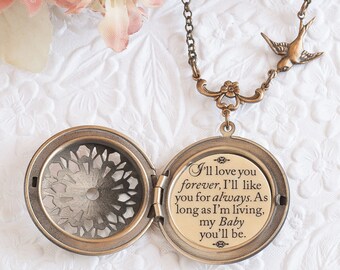 I'll love you forever I'll like you for always as long as I'm living my baby you'll be Quote Necklace Daughter Necklace Gift for Daughter