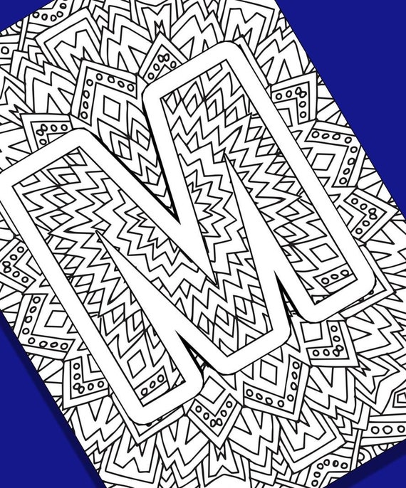 Download Alphabet Adult Coloring Pages Instant Download Letter M