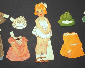 1940s 1950s CAROLYN Paper Doll and Clothes Vintage Retro
