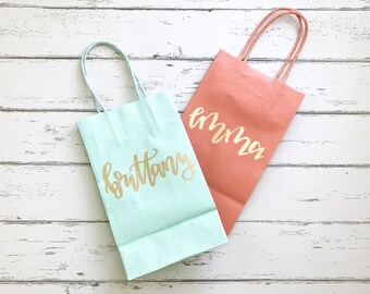 Custom name gift bag- 5.25"x3.25"x8. gift bag, bridal party bags, bridesmaid bags, name gift bags, name bags, custom bags, bridal party gift