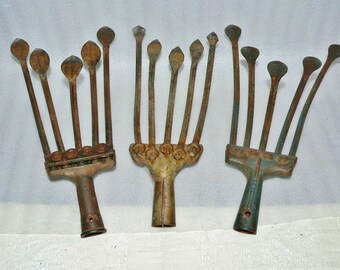 3 Ea. 5 Tine Adjustable Hand Cultivator Heads Garden Tool Farm Steampunk Chicken Art Claws