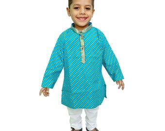 Indian Kids Kurta pajama, Jaipuri Lehariya Print,Hand Print,Khadi Print,Traditional Dress, Ethnic Dress For Boy's