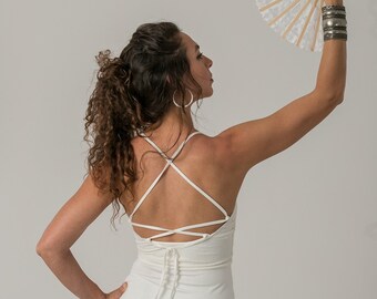 White Pixie Top, Pixie Clothing , Pixie Festival Top , Backless Basic Top, Summer Cream Top