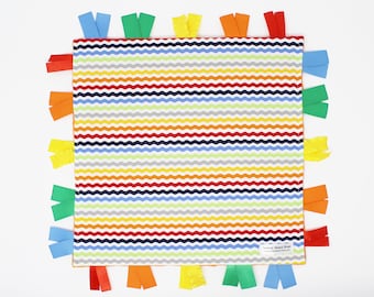 Rainbow Baby Lovey Blanket, Tag Blanket, Lovie, Rainbow Sensory Blanket, Neutral Security Blanket, Rainbow Baby Gift, Rainbow Stripes
