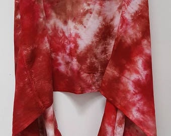 Hand Dyed Rayon Infinity Scarf in Red & Brown