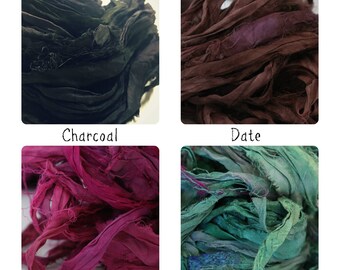 Sari Ribbon - Pick Your Color! - Recycled Silk and Fabric Remnant Yarn - Knit, Scrap, Weave, Hook!