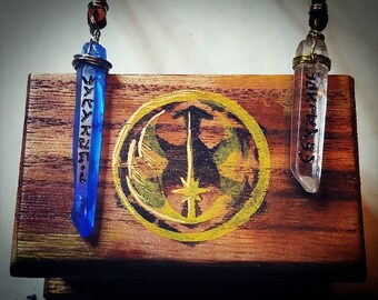 Regular Custom Etched Kyber Crystal Necklace (up to five letters) and box set