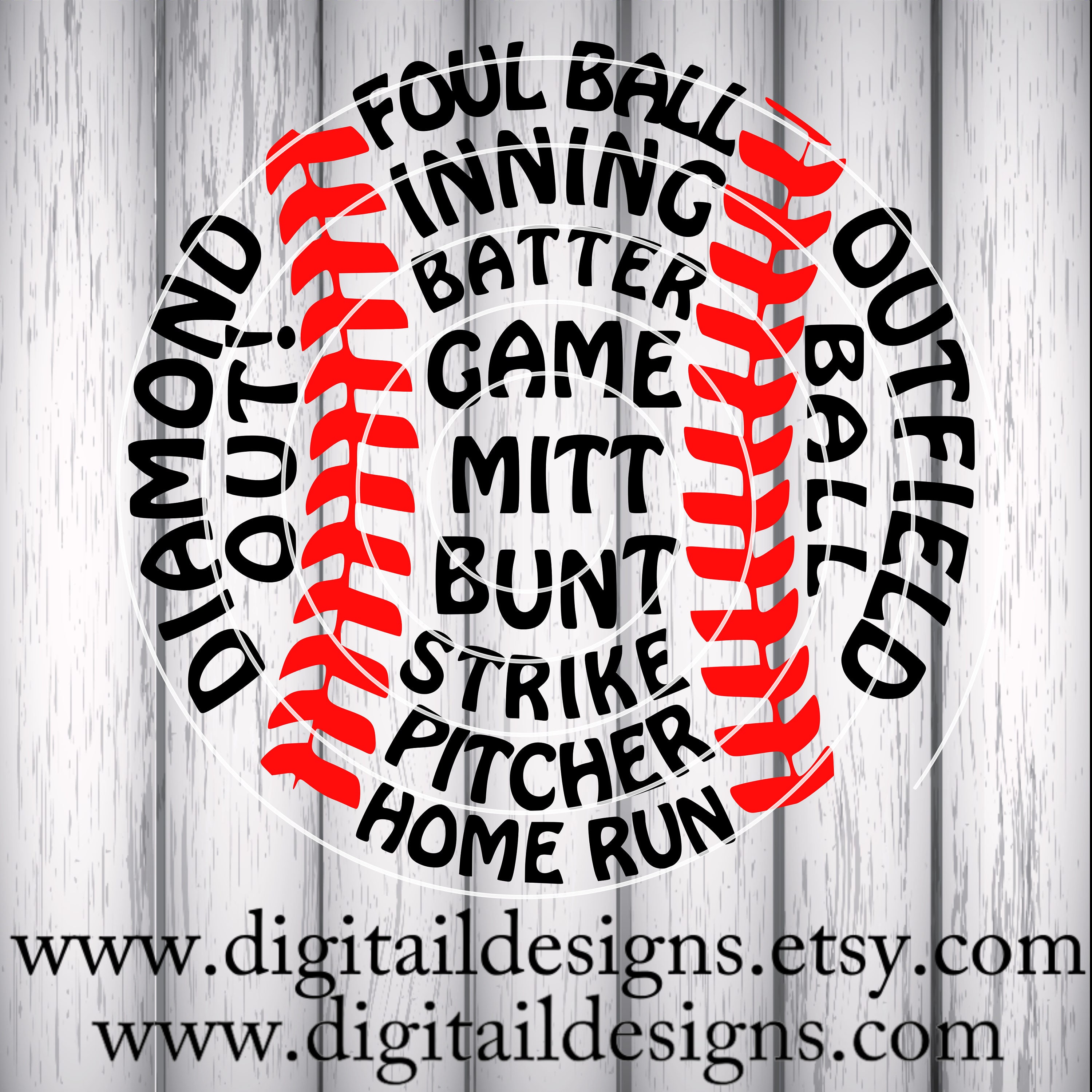 Download Baseball Word Art SVG png dxf eps fcm ai Cut File