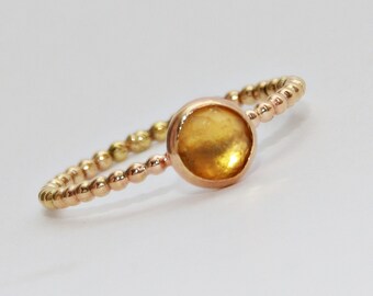 Gemstone Ring - Gold Citrine Ring- Citrine Gemstone Ring- Stacking Ring- Stackable Ring- Ring- November Birthstone Ring- Gold Ring