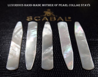 Luxurious Handmade Mother of Pearl Collar Stays - 1 Pair