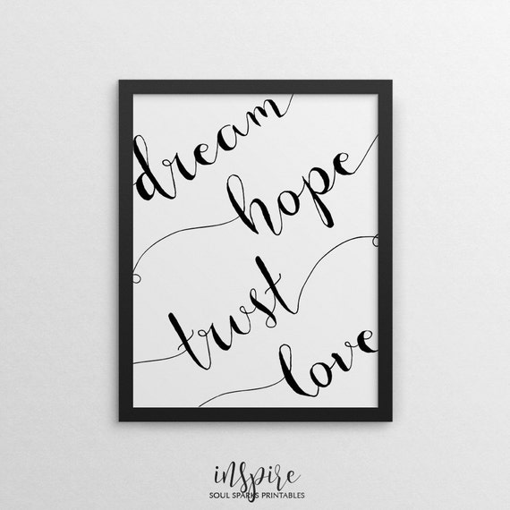 calligraphy love black Dream Hope Love Printable Calligraphy Black Trust