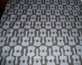 Michael Miller Groovy Guitar in Gray - 3/4 yard
