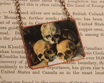 Skull necklace Paul Cezzane Skull jewelry mixed media jewelry