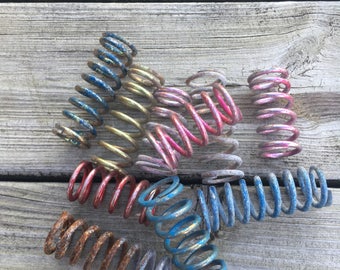 Vintage Coils / Industrial Decor/ Vase Filler / Found Objects / Altered Art / Pink / Blue / Gold