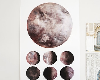 Moon Phases, Lunar Phases, Moon Art