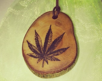 Cannabis Leaf Hemp Marijuana Necklace Wooden Charm Brown Eco Friendly Handmade Personalised Charms Wood Hand made Jewellery #Etsy