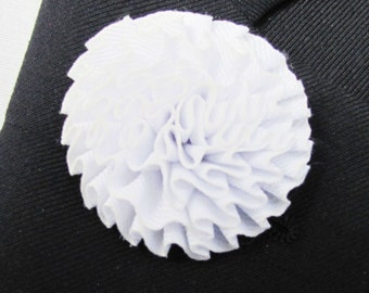 White Flower Silk Boutonniere With 2 Inch Stick Lapel Pin