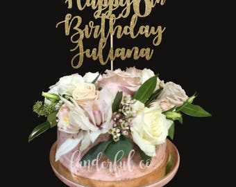 Custom Happy Birthday Age and Name Topper, Custom Age Birthday Cake Topper, Birthday Party Decor, Personalized Birthday Cake Topper, Custom