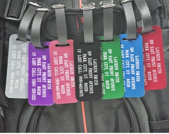 Set of Two Personalized Luggage Tags, Custom Luggage Tags, Personalized id tag, Aluminum Luggage Tags, Engraved Luggage Tags, Luggage id tag