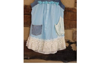 Boho Chic Womens Hippie Patchwork Tunic Dress Long Top Upcycled Clothes Moru Girl Denim Lace Jumper Clothing Plus Size Tattered Style