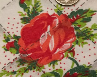 Vintage 3 pieces of rose print cotton fabricVF2