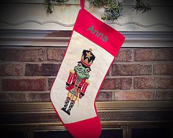Frog Nutcracker Needlepoint Christmas stockings, Personalized Christmas stockings, Christmas stocking, Frog Stocking, Nutcracker stocking