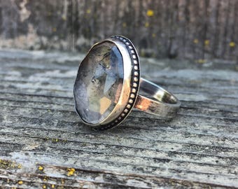 Moss Agate & Sterling Silver Ring