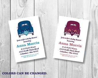 Volkswagen Beetle Baby/Bridal Shower Invitation