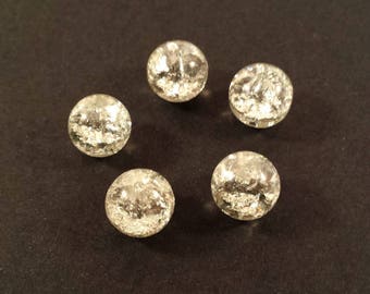 Set of 10 silver Crackle effect (Ref.107)