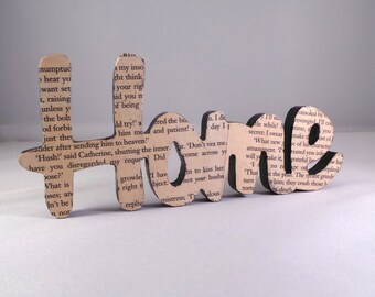Vintage Book Page Wooden Sign - Home