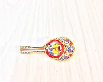 Vintage Millefiori Brooch | Gold Tone Brooch | Made In Italy | Millefiori Jewelry | Vintage Jewelry | Guitar Brooch | Pin | Red | Blue