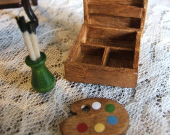12th Scale Artist Wooden Paint Box Dollhouse Miniature