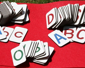Mini Sandpaper Letters Set - Uppercase, Lowercase and Numbers on Fiberboard wood