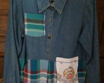 denim/plaid shirt