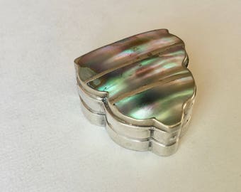 vintage sterling and abalone mexican pill box