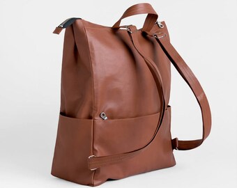 Rucksack, Vegan backpack, Graduation Gift, Backpack women, Backpack men, Brown Leather backpack, Laptop backpack, Vegan bag, Travel bag