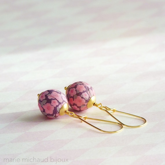 Liberty earrings,Cute earrings,Colorful earrings,Pink earrings,Flower earrings,Liberty jewelry,Spring trends,Gift under 30, Small gift