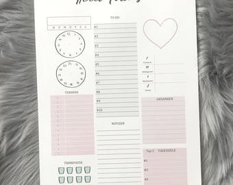 Day Planner block A4//Daily planner Pad//To-do list//calendar/Organizer//productivity//goals and dates//desk pad//Thoughts