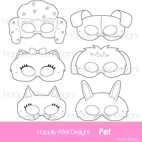 Pets Printable Coloring Masks cat mask dog mask printable