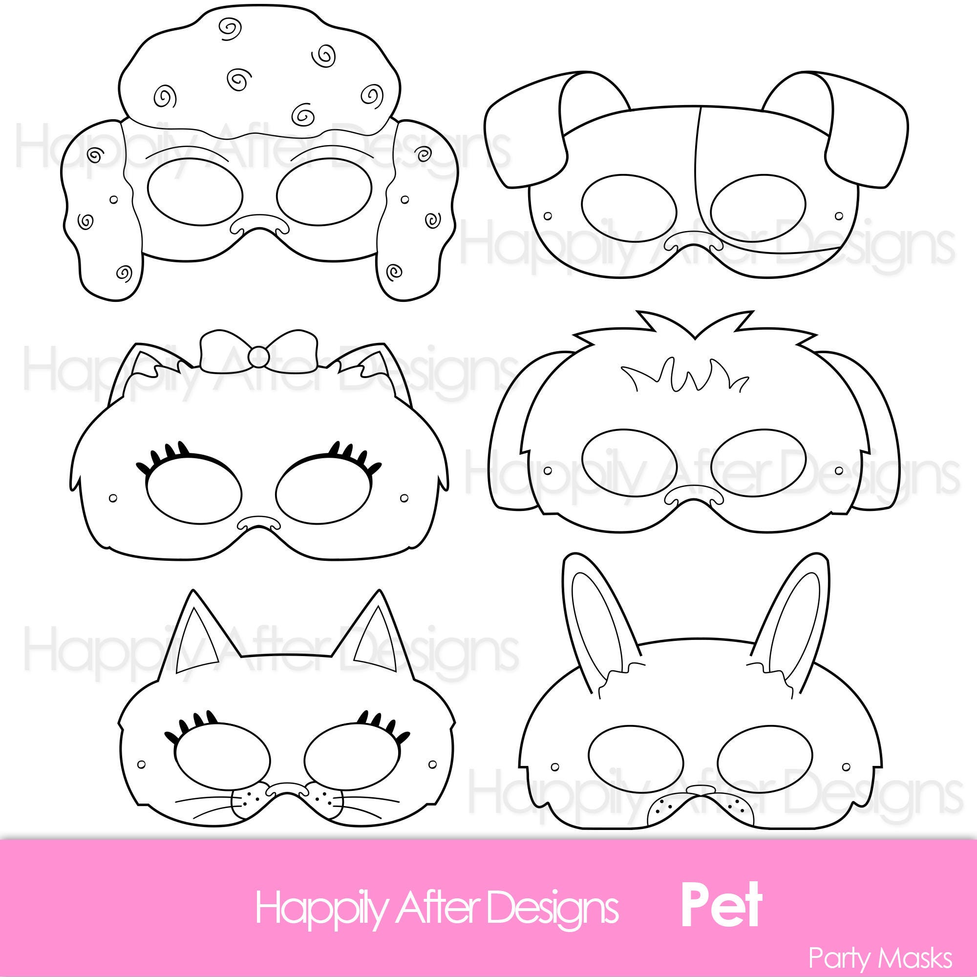 Download Pets Printable Coloring Masks cat mask dog mask printable