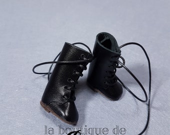 Black leather boots for Blythe doll-black leather boot for Blythe