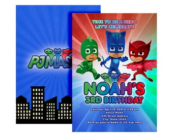 PJ Masks Pj Mask Invitation Pj mask birthday invitation Pj