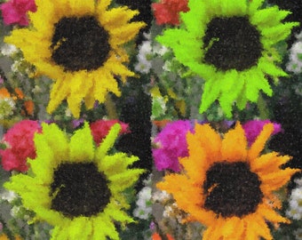 Sunflower Pop Art Photo Manipulation Digital Download