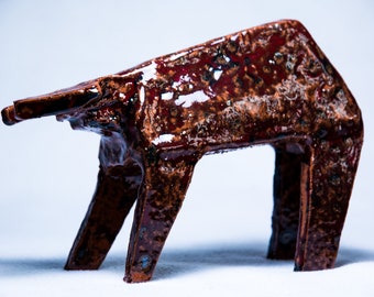 Ceramic figure Taurus, modern, New/prod. 11/2017/red, 19 cm
