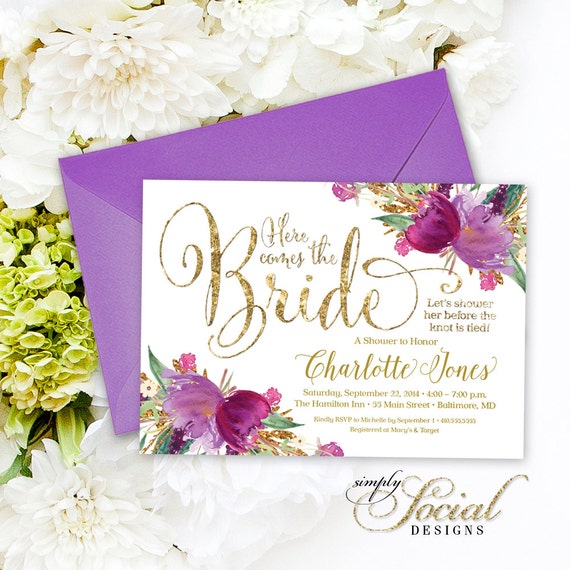 Purple Bridal Shower Invitations 2