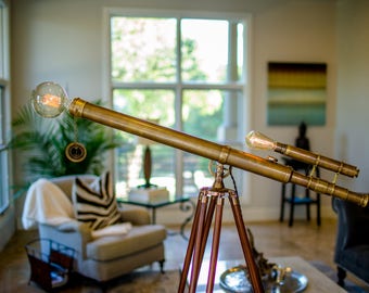 Vintage style brass telescope lamp