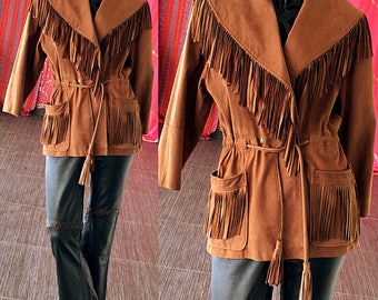 Vintage Leather Fringe Jacket Fiorenza Leather Fringe Motorcycle Vintage 80s Jacket