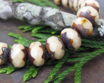 Ancient Ivory Picasso 3x5mm Rondells