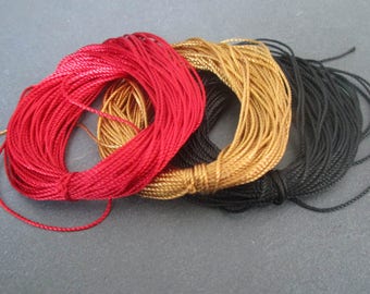 3 x 10 m 0.8 mm weave - red/brown/black nylon thread